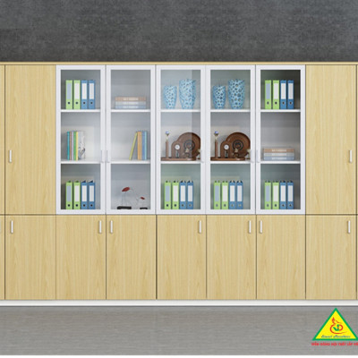 Tủ hồ sơ, tủ tài liệu, tủ văn phòng gỗ MDF cánh kính THS402- Nội thất lắp ráp Viễn Đông adv