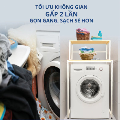 Kệ máy giặt mặt gỗ chân sắt Kachi MK287 - Hàng chính hãng