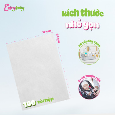 Khăn vải khô dùng một lần Enjoy mềm mại, dai, không mùi dùng làm khăn ăn, spa, nails salon - Hộp 100 tờ