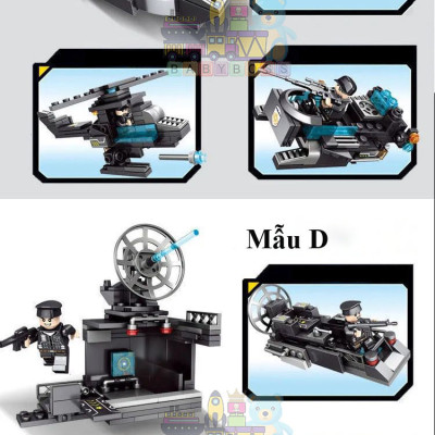 Đồ chơi lắp ráp SWAT 8 trong 3 – Biến hình xe quân sự, robot, trực thăng – 820 chi tiết – 51 mô hình sáng tạo – Quà cho bé trai 6+