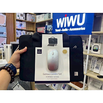 Túi Wiwu Genius Combo Set 3 in 1 cho laptop, macbook gồm túi chống sốc + chuột + lót chuột, làm bằng Polyester chống nước, nhẹ và chống mài mòn - Hàng chính hãng