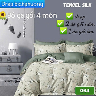 Bộ drap gối Tencel vải Hàn Quốc , đỉnh cao mát , mềm mại { drap và 3 áo gối}