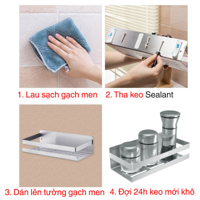 Kệ đựng gia vị nhà bếp inox 304 dán tường Hobby home decor KGVD