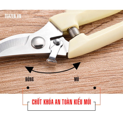 Kéo cắt cành siêu sắc bén lưỡi thép không rỉ tay cầm lò xo cộng lực chắc chắn có chốt an toàn - miếng lót chuột