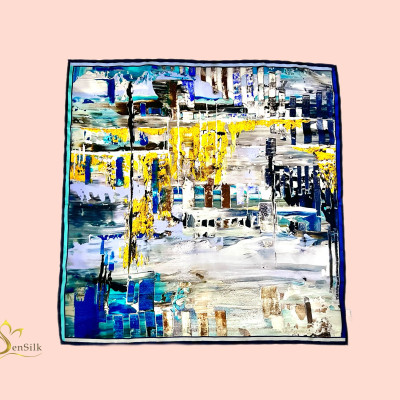 Printed Silk Scarf 100% Mulberry Silk - Khăn Vuông Lụa in SenSilk KLVI03 - Vietnam Gift
