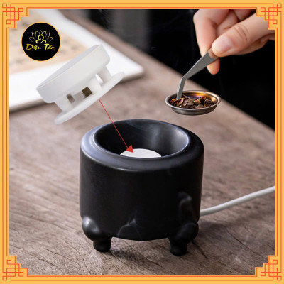 Lư điện xông trầm lư xông trầm 520 độ có hẹn giờ và điều chỉnh nhiệt độ cao cấp dùng để xông trầm hương, trầm bột (đen)