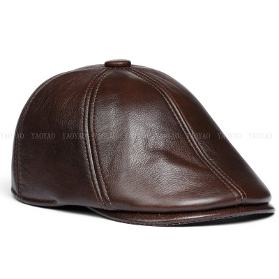 Mũ bê rê nam da bò có che tai BHY1917 Nón beret da thật, có size, vừa vòng đầu 55-60cm