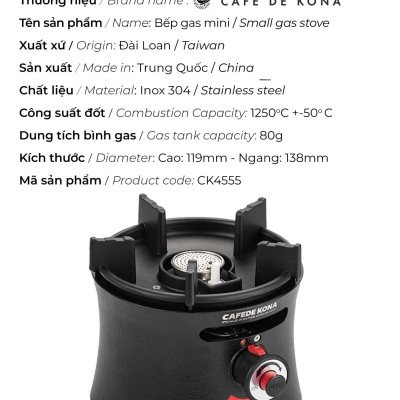 Bếp gas mini CAFE DE KONA pha cà phê moka