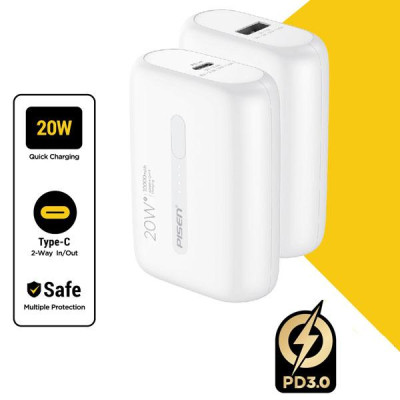 Sạc Dự Phòng Pisen Quick - Power Tiny 20W 10000mAh - Pisen TS-D304 - Màu Trắng