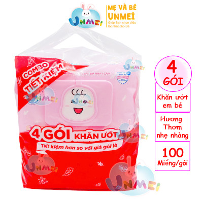 Combo Tiết Kiệm: Thùng 16 Gói Khăn Ướt Bobby Care Hương Dịu Nhẹ 100 Miếng/Gói tặng 15 khẩu trang Unicharm Nhật Bản