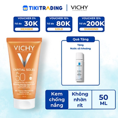 Kem chống nắng SPF 50 UVA+UVB Vichy Capital Soleil Mattifying Dry Touch Face Fluid 50ml