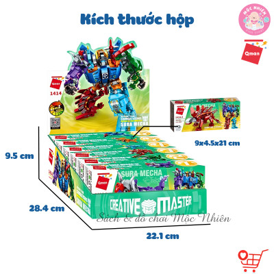 Đồ chơi lắp ráp xếp hình robot người máy Qman 1414 - Siêu Robot khủng long (553 mảnh ghép) dành cho bé trên 6 tuổi
