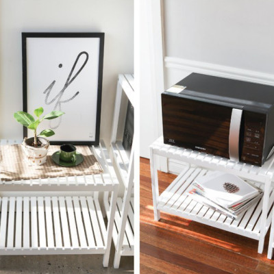 KỆ GỖ ĐỂ LÒ VI SÓNG 2 TẦNG HÀN QUỐC MÀU TRẮNG - OVEN RACK 2F WHITE