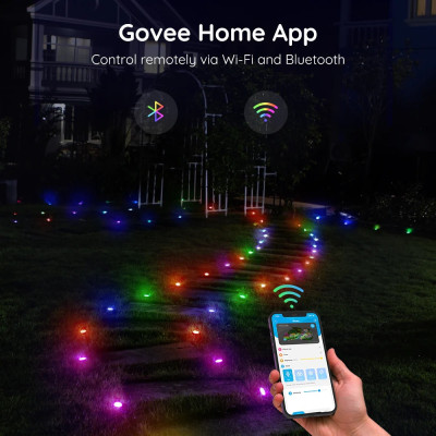 Đèn chiếu sáng sân vườn, cỏ chống nước IP65 Govee RGBIC Wi-Fi & Bluetooth Outdoor Ground Lights H7050 | Kích thước 11m