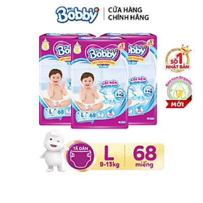 Combo 3 Tã dán Bobby siêu thấm và khô thoáng đủ size M76/L68/XL62/XXL56