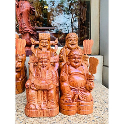 Cặp thần tài ,thổ địa bằng gỗ hương đá kt cao 20cm