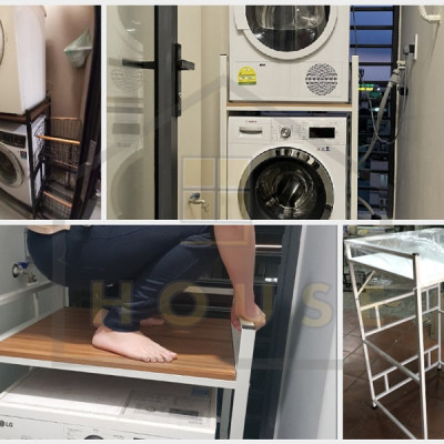 Kệ Máy Giặt Máy Sấy 1 Tầng KMG08 Chính Hãng 9House Gỗ Chống Nước Khung Thép Tĩnh Điện Hàng Cao Cấp