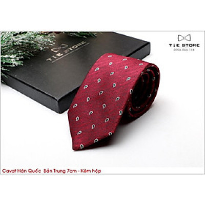 Cà Vạt Nam Bản Trung 7Cm họa tiết đơn giản - Cavat Hàn Quốc Cao Cấp Full box