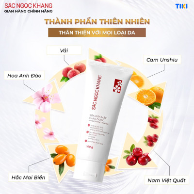 Combo 2 tuýp Sữa rửa mặt Sắc Ngọc Khang 100g giúp làm sạch bã nhờn, bụi bẩn cho da