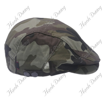 Nón beret nam cao cấp, họa tiết sọc rằn ri cá tính, chất liệu vải kaki cao cấp oát mềm mại, tăng giảm size dễ dàng - Hạnh Dương