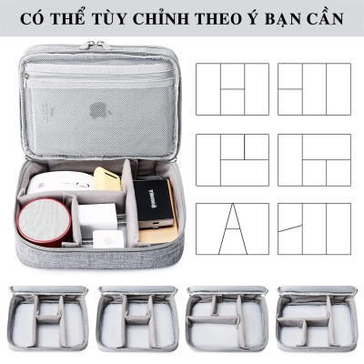 Túi Đựng Phụ Kiện Điện Thoại 2 Ngăn Lớn Cải Tiến Nhiều Ngăn Chống Nước, Chống Sốc – Túi Bảo Vệ Phụ Kiện Máy Tính Bảng Máy Ảnh Loa Sạc Sự Phòng Cáp Củ Sạc Hàng Chính Hãng Dododios