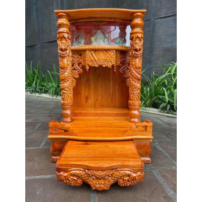 bàn thờ thần tài ông địa hộp đèn 56 x 88cm, bàn thờ ông địa gỗ gõ , bàn thờ gỗ