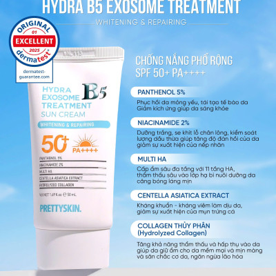 Kem Chống Nắng Cho Da Treatment Cấp Ẩm, Dưỡng Trắng PrettySkin Hydra B5 Exosome Treatment Sun Cream Hàn Quốc 50ml