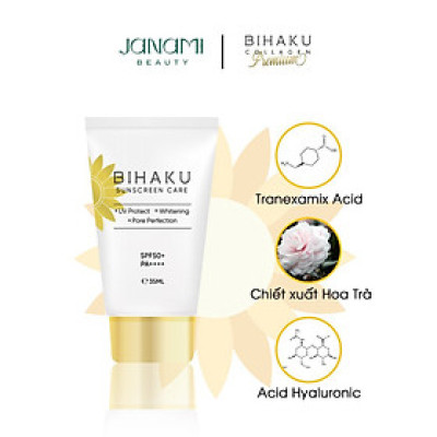 Kem chống nắng cho da dầu mụn, da Treament Bihaku Sunscreen Care SPF 50+ PA++++ cho da dầu mụn, da Treament công dụng 5 trong 1 dưỡng trắng, ngừa nám chống lão hóa và dưỡng ẩm sâu