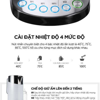 Bình đun siêu tốc đa năng Cuckoo CK-A170T dung tích lớn 1.7L - 1850W - Điều chỉnh nhiệt độ nước - Hàng chính hãng
