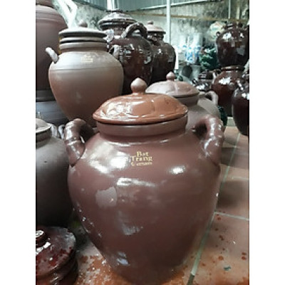 Chum sành sứ Bát Tràng 2 quai 2 nắp nhiều dung tích 20 30 40 50 lít