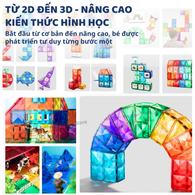 Đồ chơi nam châm xếp hình lắp ráp đường ống Mideer Colorful Magnetic Tiles–Marble Run