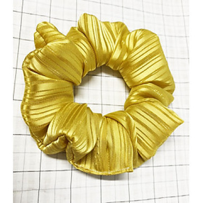Dây cột tóc scrunchies mẫu mới màu vàng óng vân ánh kim