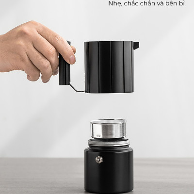 Bình pha cà phê Traveller Moka Pot nhôm CAFE DE KONA