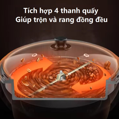 Máy rang các loại hạt tự động tích hợp điều chỉnh thời gian, thương hiệu Mỹ cao cấp Cafemasy SCR-300B. Hàng chính hãng