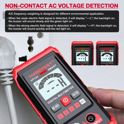 HÀNG NHẬT: Đồng Hồ Vạn Năng HT123 - Đjo Điện Áp AC/DC Thông Minh, Chính Xác ,  đèn trang trí