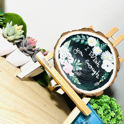 Tranh Vẽ Tay Trên Gỗ Thông I Wish You Are Enough – Decor Bàn Làm Việc – Quà Tặng Handmade Độc Bản