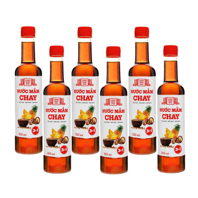Thùng 6 chai nước mắm CHAY 3 trong 1 Làng Chài Xưa 525ml trái thơm nấm ngọt đậu nành 300 năm truyền thống