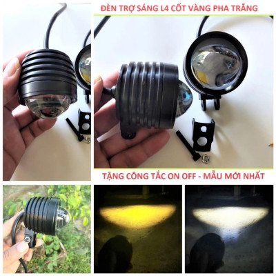 Đèn Trợ Sáng Bi Cầu L4 T20 Xe Máy ô tô– Cốt Vàng Pha Trắng, Mẫu Mới Siêu Gom, Loại Xịn
