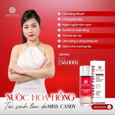 Bộ 5 Sản Phẩm Trắng Da Mờ Thâm, Sạm, Nám, Tàn Nhang MISS CANDY Gồm: Serum HA Peptide 30ml + Kem Nám Sâm Nhung Hoàng Kim 25g + Kem Dưỡng Trắng Da Face Nano 30g + Kem Chống Nắng Dưỡng Trắng Da 50g + Nước Hoa Hồng Tái Sinh Làn Da 120ml - Gia Tuệ House