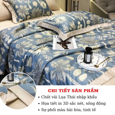 Bộ Chăn Ga Gối Lụa Thái 6D 4 Món Chăn Trần Bông Nhập Khẩu Hàng Loại 1 - Hàng Chính Hãng MINIIN