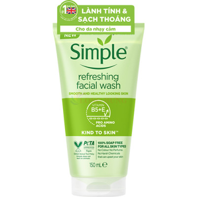 Sữa rửa mặt Simple Refreshing Facial Wash giúp làm sạch cho da nhạy cảm (50ml/150ml) - Hàng chính hãng