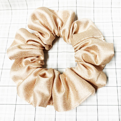 Dây cột tóc scrunchies vải dày màu nâu vàng ánh kim, đeo cột tóc đều đẹp - loại big size (mẫu mới )