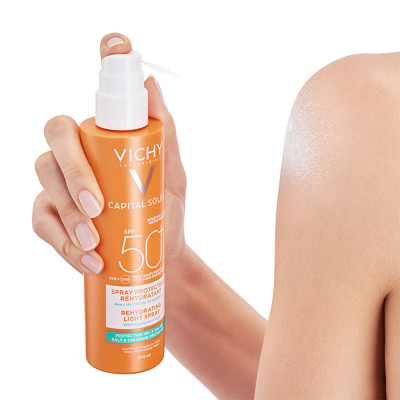 Xịt Chống Nắng Toàn Thân Lâu Trôi Vichy Capital Soleil SPF50+ 200ml (Tặng băng đô mèo xinh xắn)