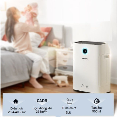 Máy lọc không khí 2 trong 1 Philips Series 3000 AC2726/00 kèm chức năng tạo độ ẩm- hàng nhập khẩu 