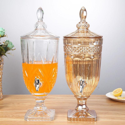 BÌNH THỦY TINH ĐỰNG NƯỚC CÓ VÒI VẶN INOX ĐA NĂNG CRYSTAN - VD64  ( GIAO HOA VĂN NGẪU NHIÊN ) 