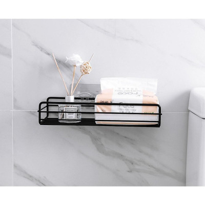 Kệ Góc Nhà Tắm Hình Chữ Nhật - Có Sơn Tĩnh Điện, Kệ Dán Tường Nhà Tắm, Nhà Bếp Siêu Dính - Tặng Kèm Tấm Dán - Màu Đen