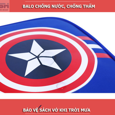 Balo Đội trưởng Mỹ BH Kids chống nước, chống gù cho học sinh cấp 1 - Cặp nhiều ngăn - Phát sáng ban đêm - BHS05