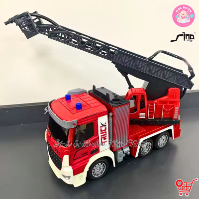 Đồ chơi xe điều khiển từ xa 1:12 - Xe cứu hỏa có đèn, nhạc và phun nước thật - SINO HJ8002-1