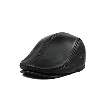Mũ bê rê nam da bò có che tai BHY1971 Nón beret da trung niên có size, vừa vòng đầu 55-60cm
