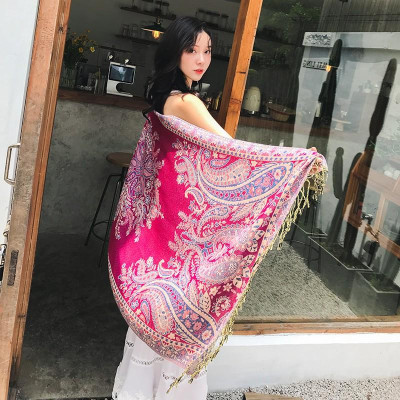 KHĂN CHOÀNG CỔ PASHMINA THỔ CẦM HOA HỒNG 09